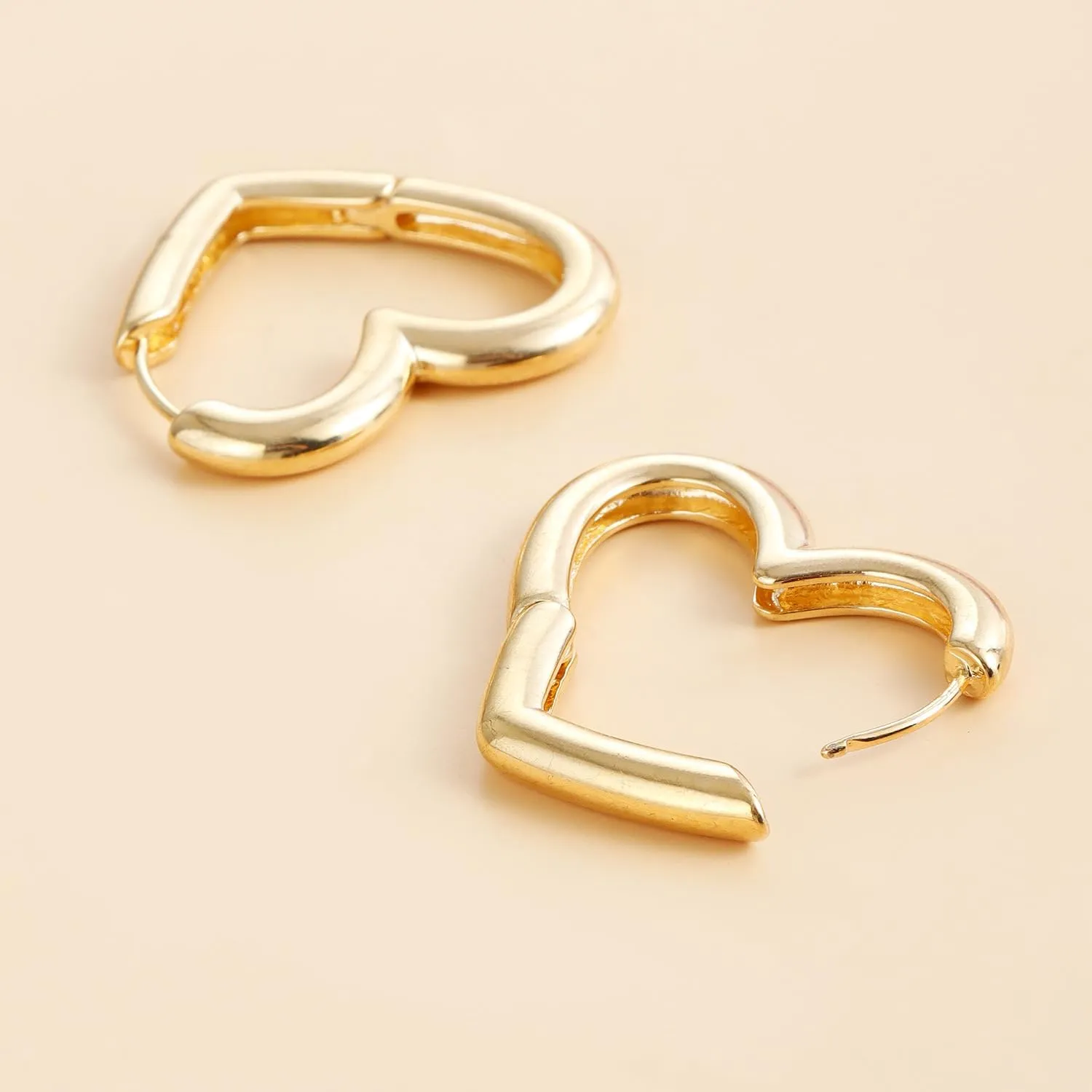 Silver & Gold Heart Dangle Earrings - Pink & Sparkle Rhinestone Bling Heart Jewelry