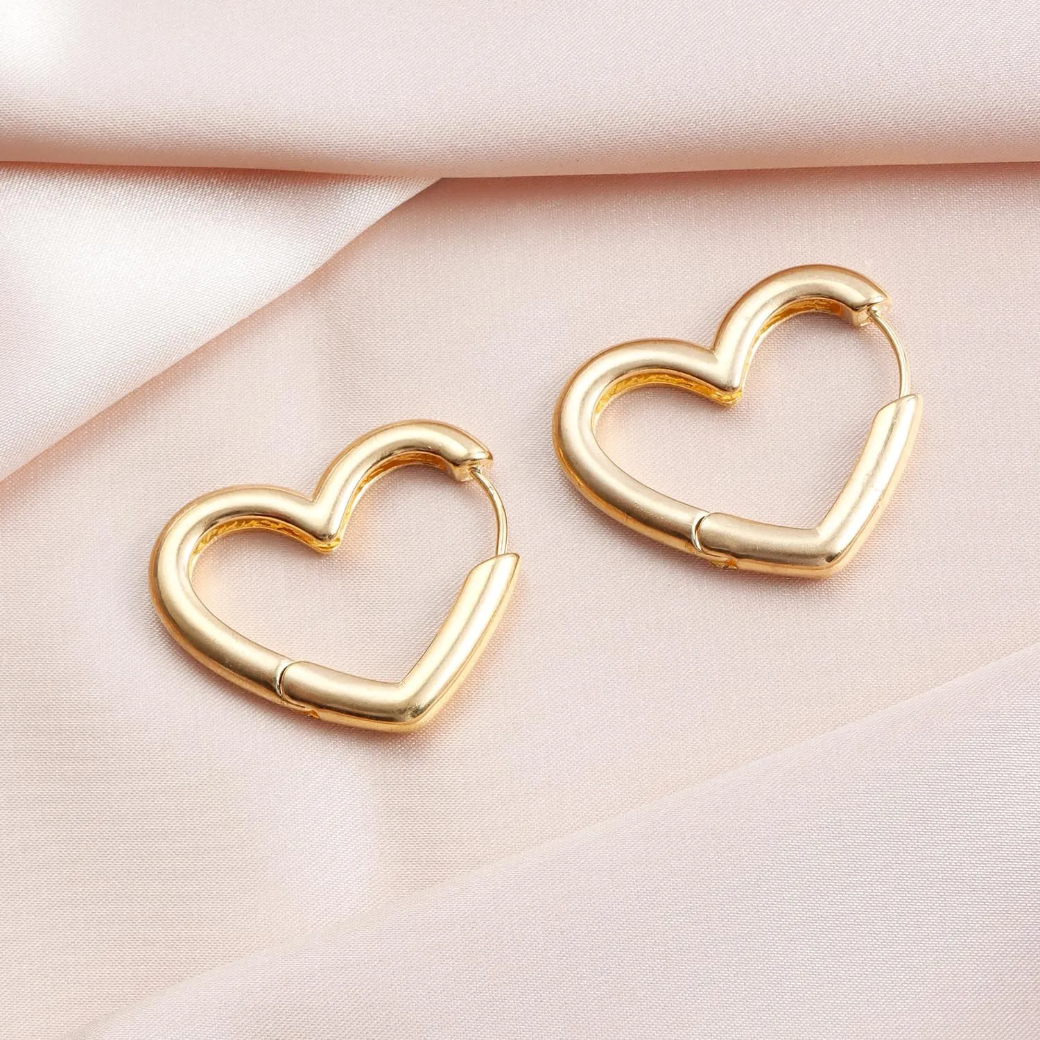Silver & Gold Heart Dangle Earrings - Pink & Sparkle Rhinestone Bling Heart Jewelry