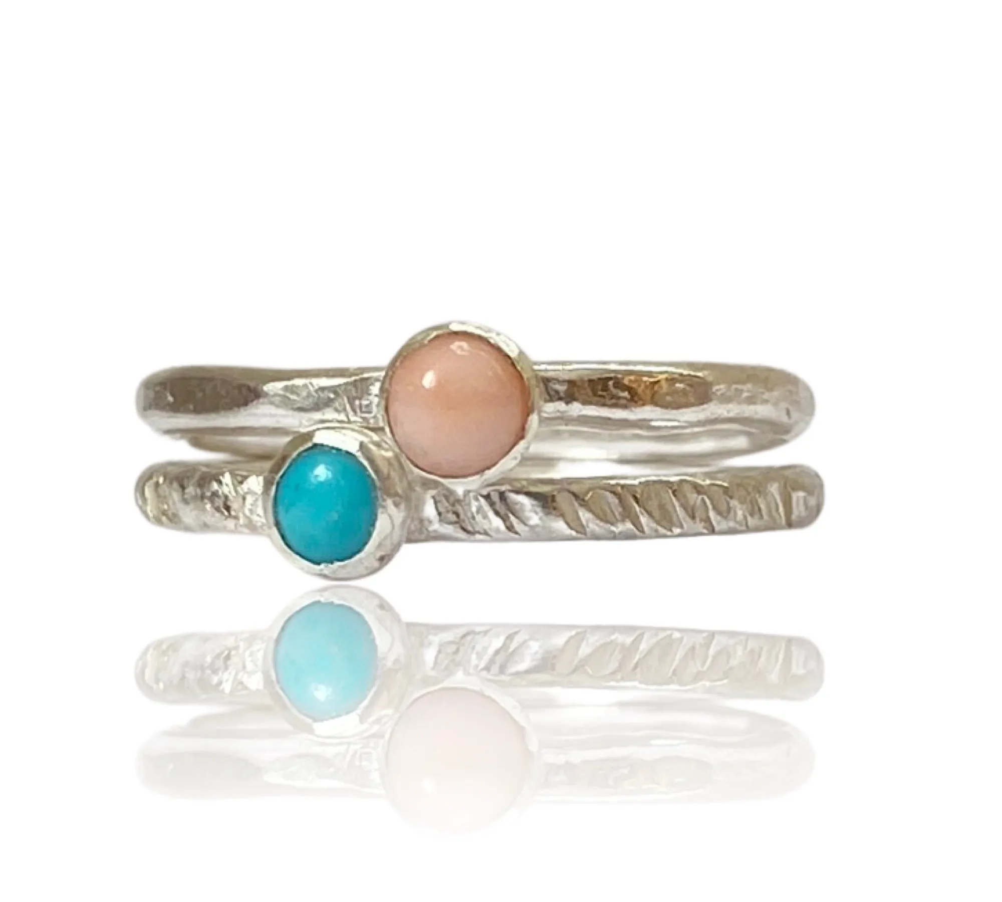 Silver Birthstone Stacking Rings
