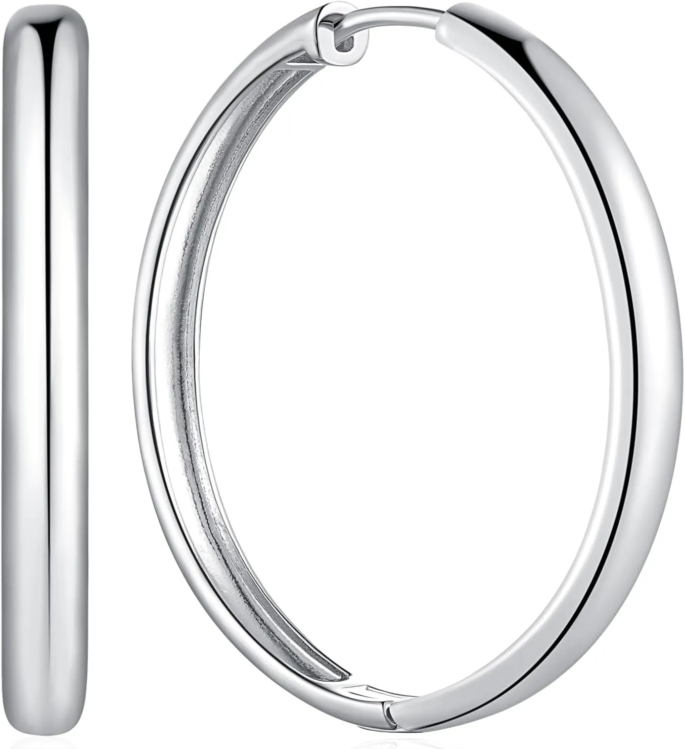Silver Earrings Sterling Silver Hoop Earrings for Women Silver Huggie Hoop Earrings Hypoallergenic Minimalist Large Silver Hoop Earrings Silver Jewelry, 35mm