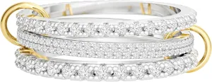Silver Stackable Rings for Women Non Tarnish ??Statement Mixed Metals Multi Ring Stack Rings Set Cubic Zirconia Two-Toned Connected Bands Stacking Jewelry Size 6-10