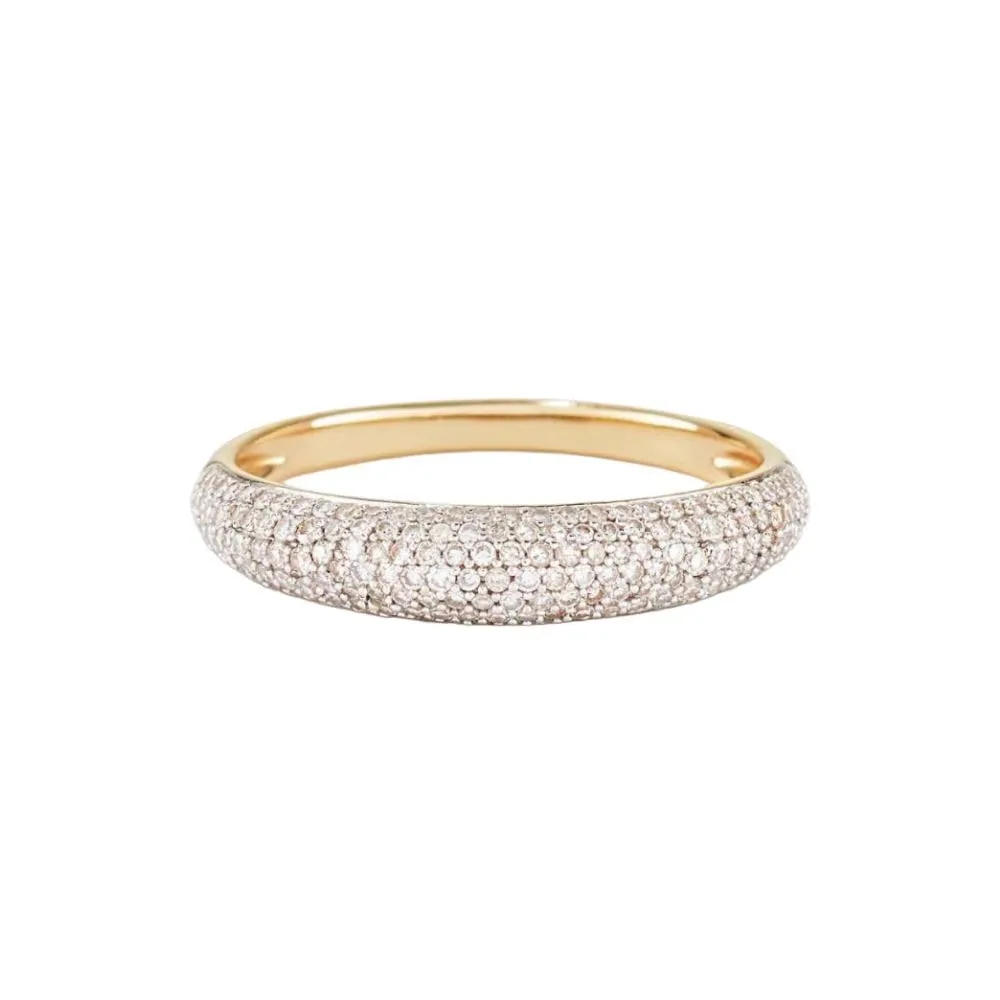 SilverDia 0.70 Ct Round Cut Diamond Dainty Micropave Delicate Signet Rings For Women 14K Yellow Gold Plated Fancy Midi Engagement Ring 925 Sterling Silver Handmade Romance & Elegance Proposal Ring