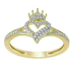 SilverDia 2.52 Ct Round Cut Diamond Crown & Heart Shape Gorgeous Engagement Rings For Women 14k Yellow Gold Plated Wedding Rings 925 Sterling Silver Handmade Anniversary Rings Customized Gift For Her