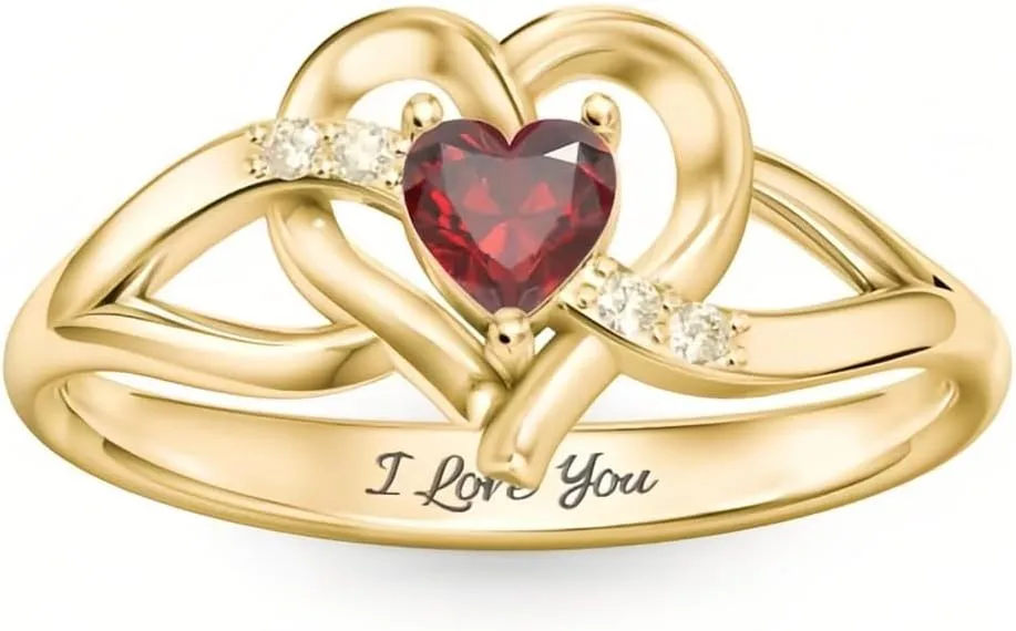 SIMONLY Custom Birthstone Ring for Womeen 925 Sterling Silver Engraved Name Ring Gifts