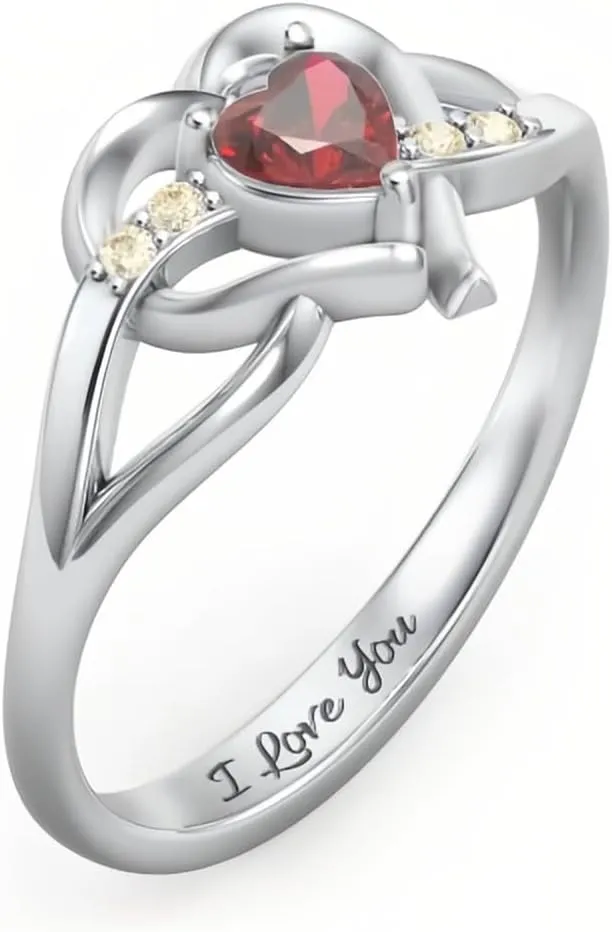 SIMONLY Custom Birthstone Ring for Womeen 925 Sterling Silver Engraved Name Ring Gifts