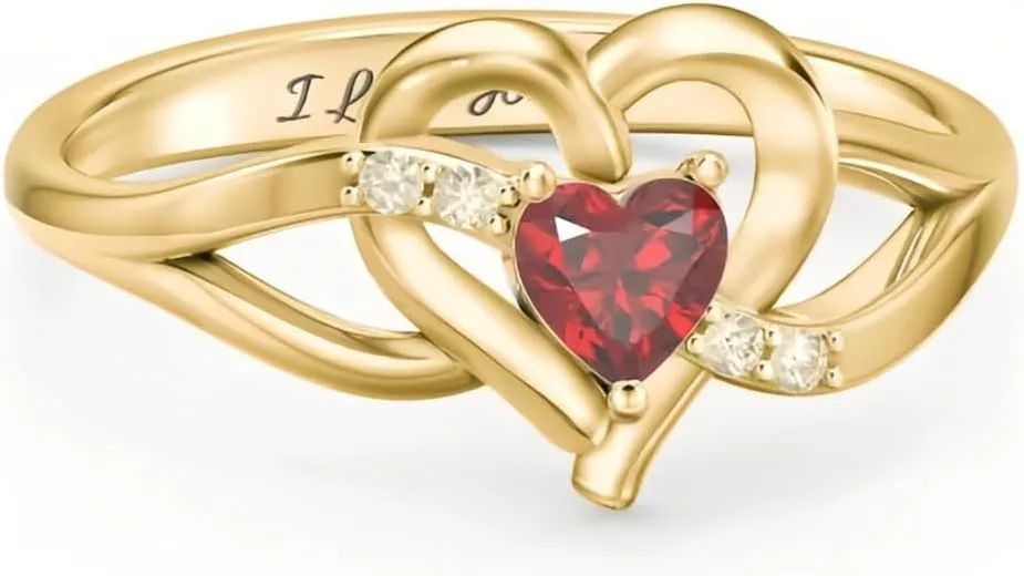 SIMONLY Custom Birthstone Ring for Womeen 925 Sterling Silver Engraved Name Ring Gifts