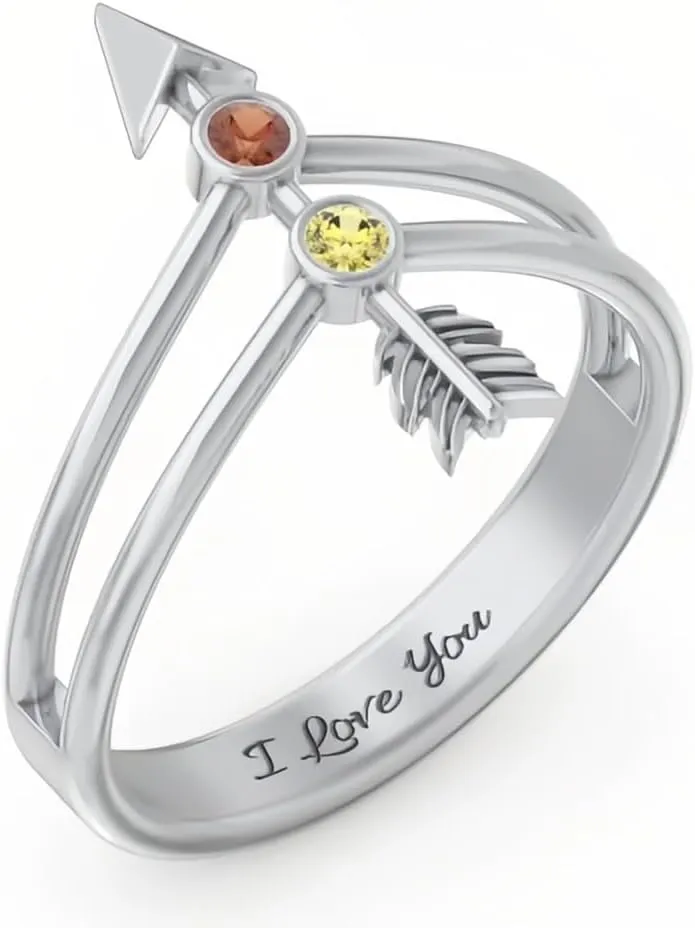 SIMONLY Custom Birthstone Ring for Womeen 925 Sterling Silver Engraved Name Ring Gifts