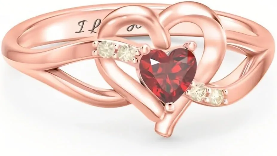 SIMONLY Custom Birthstone Ring for Womeen 925 Sterling Silver Engraved Name Ring Gifts