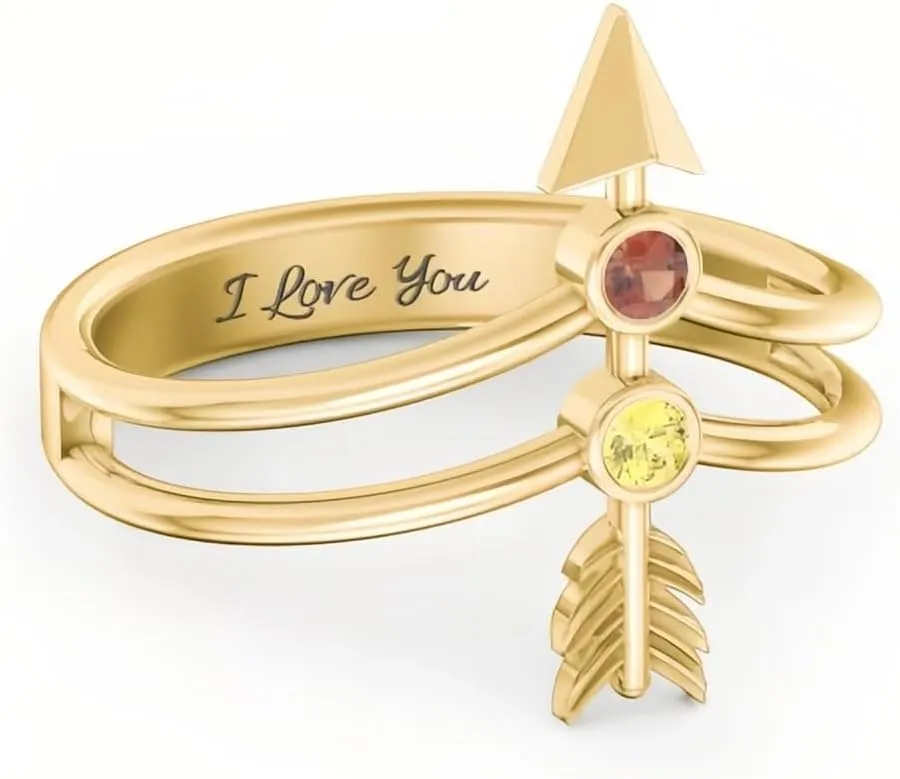 SIMONLY Custom Birthstone Ring for Womeen 925 Sterling Silver Engraved Name Ring Gifts