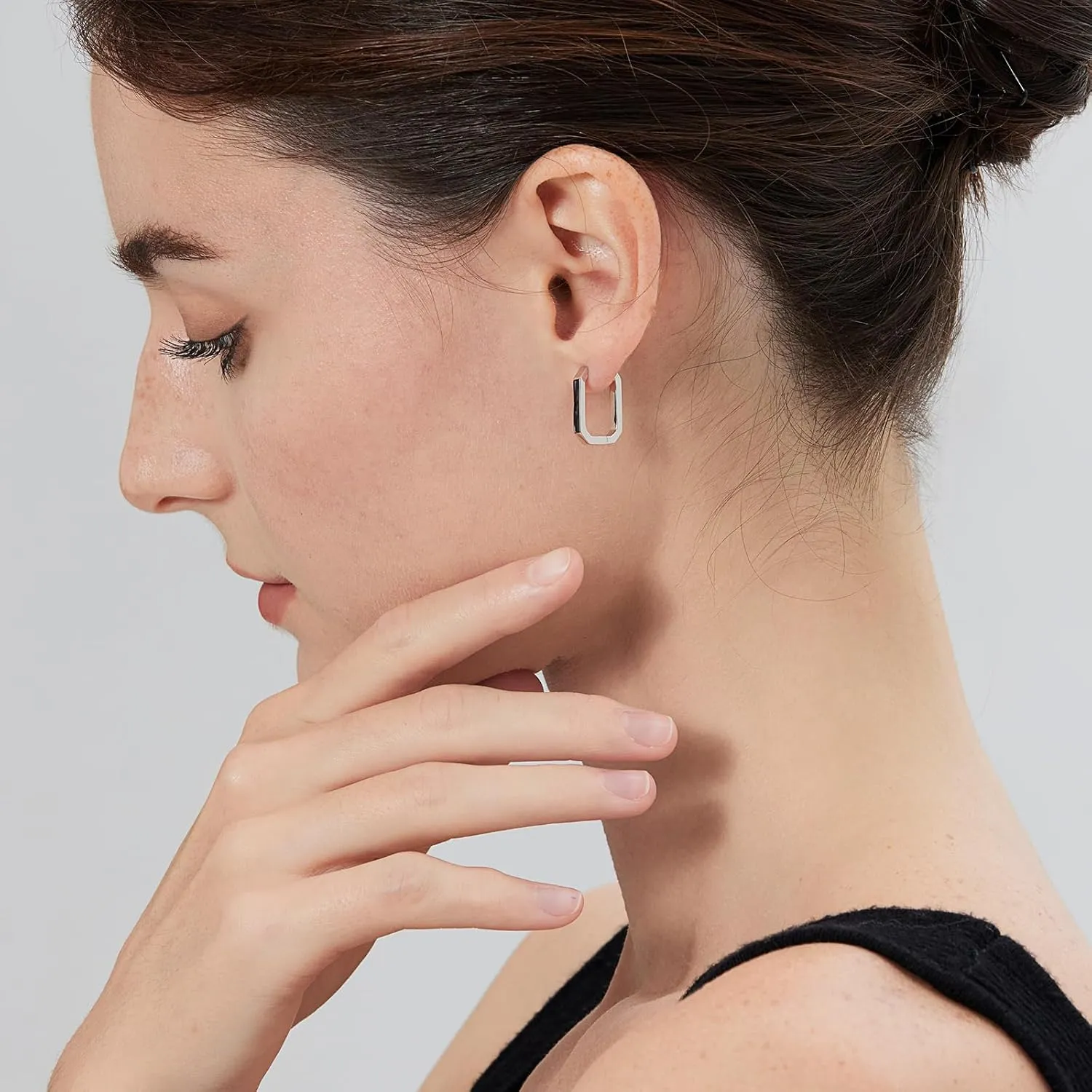 Simple Hoop Earrings for Women, Hypoallergenic Hoops Jewelry Huggies Sleeper Earrings 925 Sterling Silver Ear Post 18MM 20MM 25MM