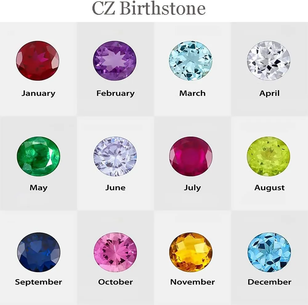 SISGEM 10K 14K 18K Gold Natural Diamond Personalized Name Rings with 1-6 CZ Birthstone Customized Birthstone Rings for Women Mom Mothers Birthstone Rings