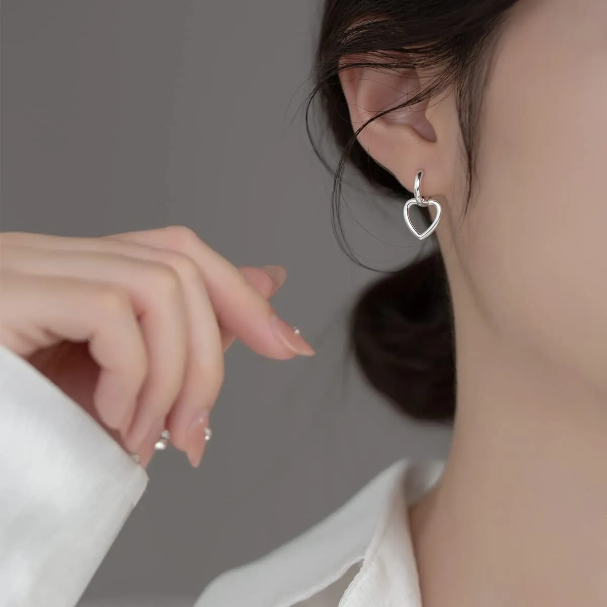 SLUYNZ 925 Sterling Silver Heart Hoop Earrings for Women Teens Love Heart Hoop Dangle Earrings Huggie Studs