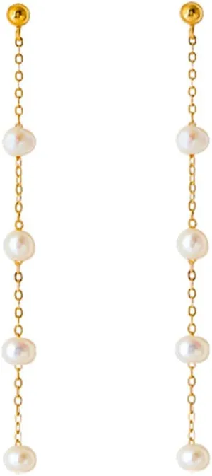 SLUYNZ Sterling Silver Pearls Dangle Earrings Chain for Women Eelgant Pearl Drop Earrings Tassel Wedding Earrings