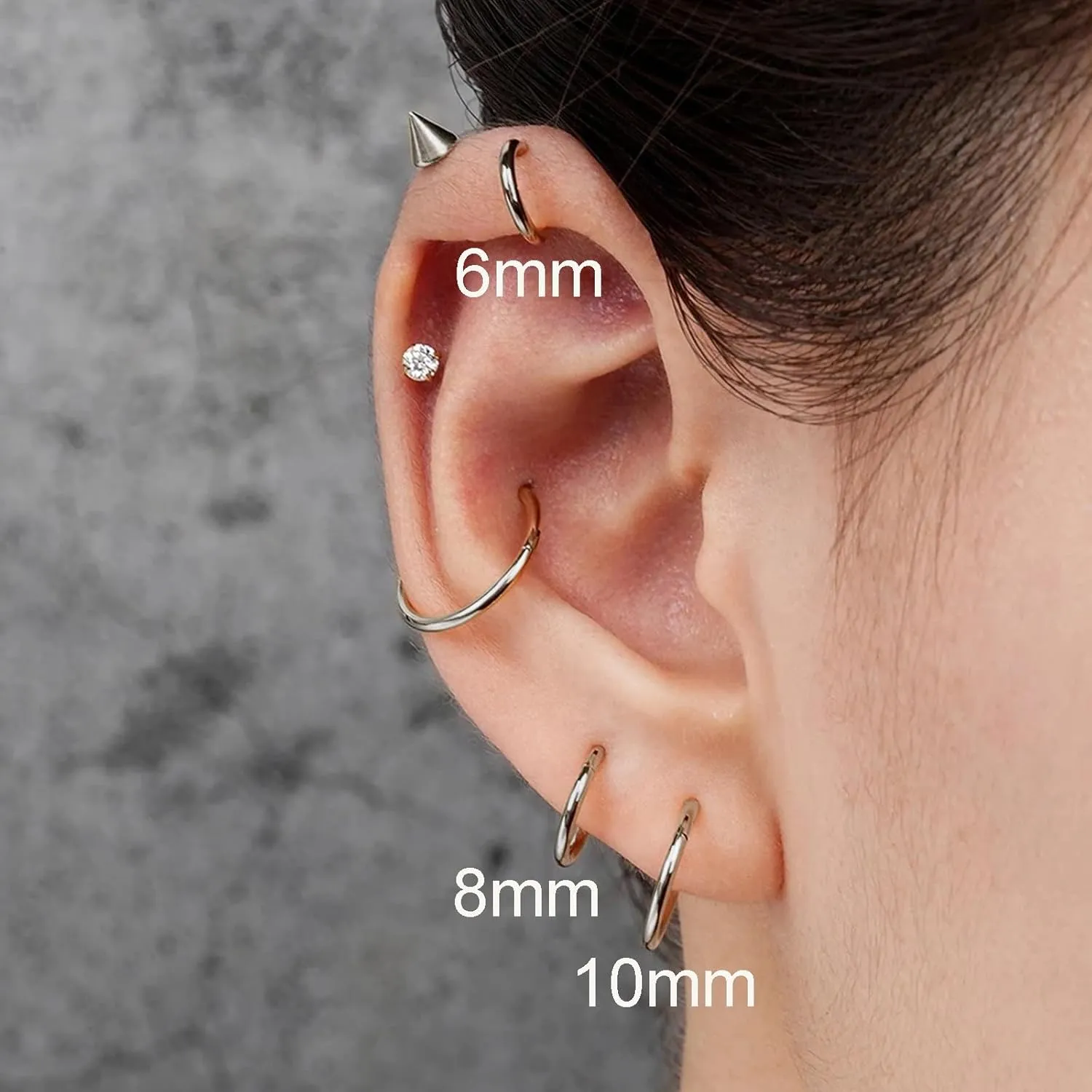 Small Gold Hoop Earrings, Lightweight 14K Gold Plated Huggie Hoop Earrings for Cartilage Helix Tragus, Hypoallergenic Earrings for Women Men, Tiny Thin Hoops Surgical Steel Endless Hoops Earrings 6-10 mm