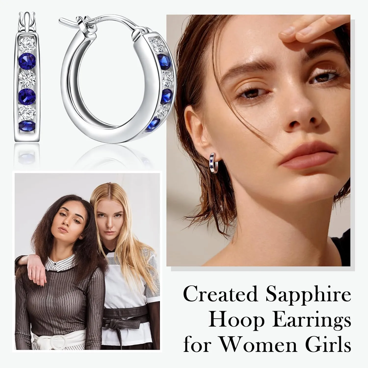Small Hoop Earrings for Women Hypoallergenic 925 Sterling Silver 18mm Gemstone Huggie Hoop Earrings Annivesary Wedding Jewelry Birthstone Huggy Earrings