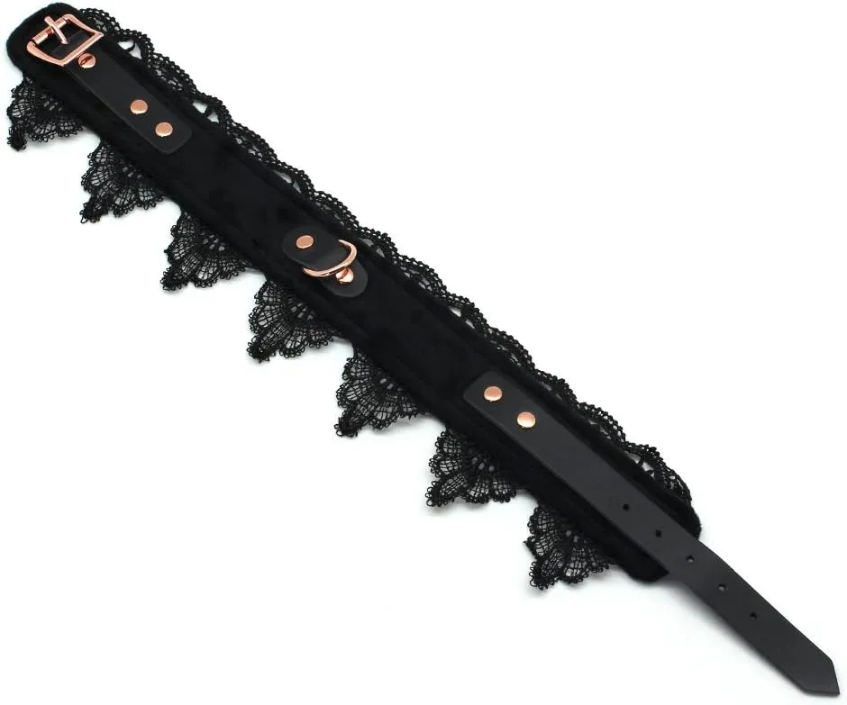 SMspade Leather Choker Collar Black Lace Chokers Set for Men Women Girls