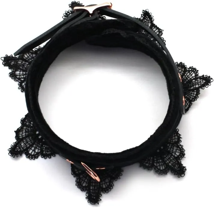 SMspade Leather Choker Collar Black Lace Chokers Set for Men Women Girls