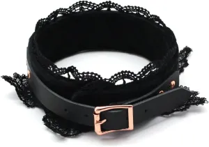 SMspade Leather Choker Collar Black Lace Chokers Set for Men Women Girls