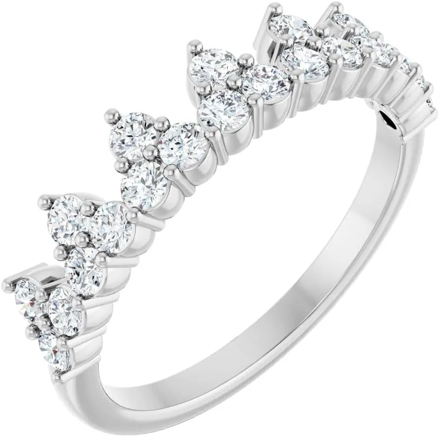 Solid 14k White Gold 5/8 Cttw Lab-Grown Diamond Stackable Wedding Anniversary Ring Band (.63 Cttw) (Width = 4.5mm) - Size 7