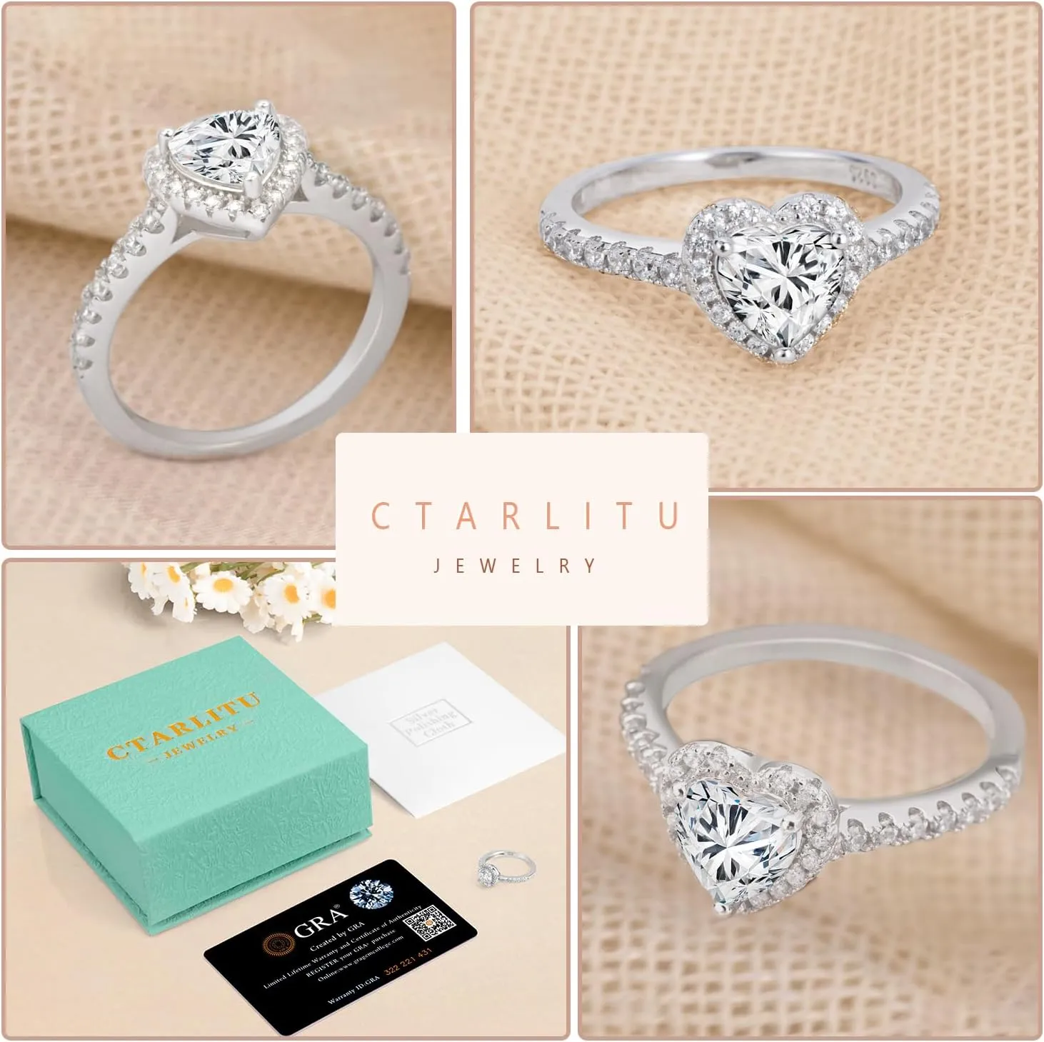 Solitaire Moissanite Engagement Rings 925 Sterling Silver 1CT Halo Promise Rings D Color VVS1 Lab Created Wedding Bands Moissanite Ring For Women
