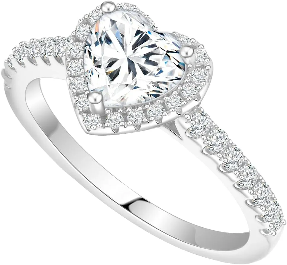 Solitaire Moissanite Engagement Rings 925 Sterling Silver 1CT Halo Promise Rings D Color VVS1 Lab Created Wedding Bands Moissanite Ring For Women