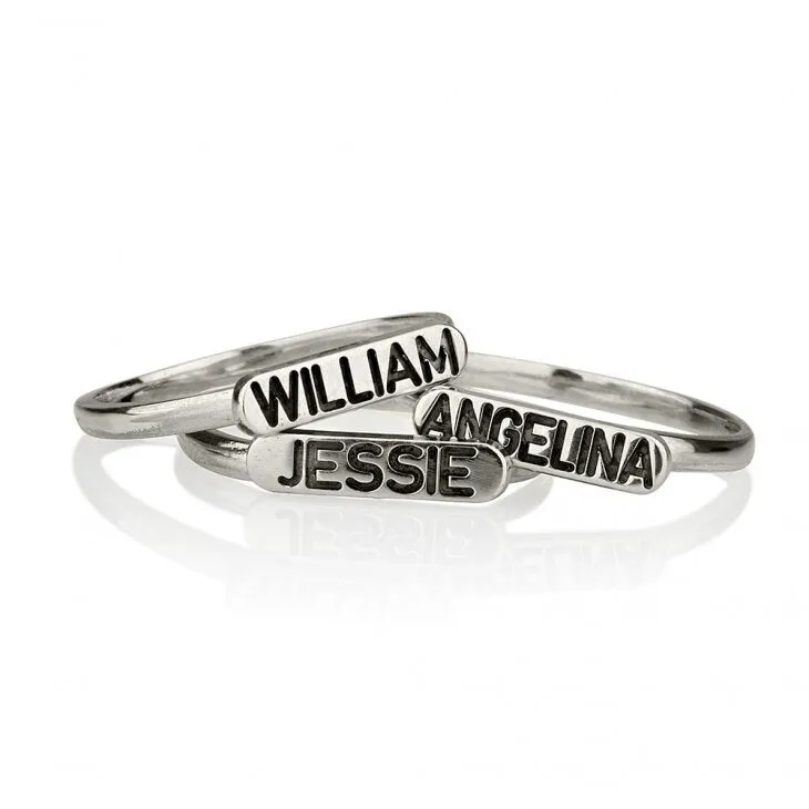 Stackable Engraved Name Rings, Personalized Mother&#39;s Day Gift,Birthday gift,Anniversay gift,Valentine gift,HIS & HERS,Couples,Mother Jewelry