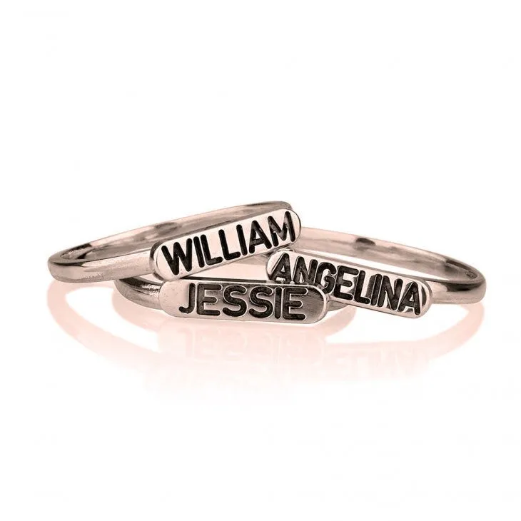 Stackable Engraved Name Rings, Personalized Mother&#39;s Day Gift,Birthday gift,Anniversay gift,Valentine gift,HIS & HERS,Couples,Mother Jewelry
