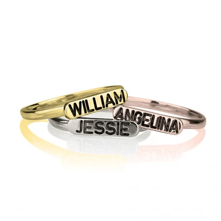 Stackable Engraved Name Rings, Personalized Mother&#39;s Day Gift,Birthday gift,Anniversay gift,Valentine gift,HIS & HERS,Couples,Mother Jewelry