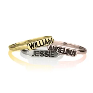 Stackable Engraved Name Rings, Personalized Mother&#39;s Day Gift,Birthday gift,Anniversay gift,Valentine gift,HIS & HERS,Couples,Mother Jewelry
