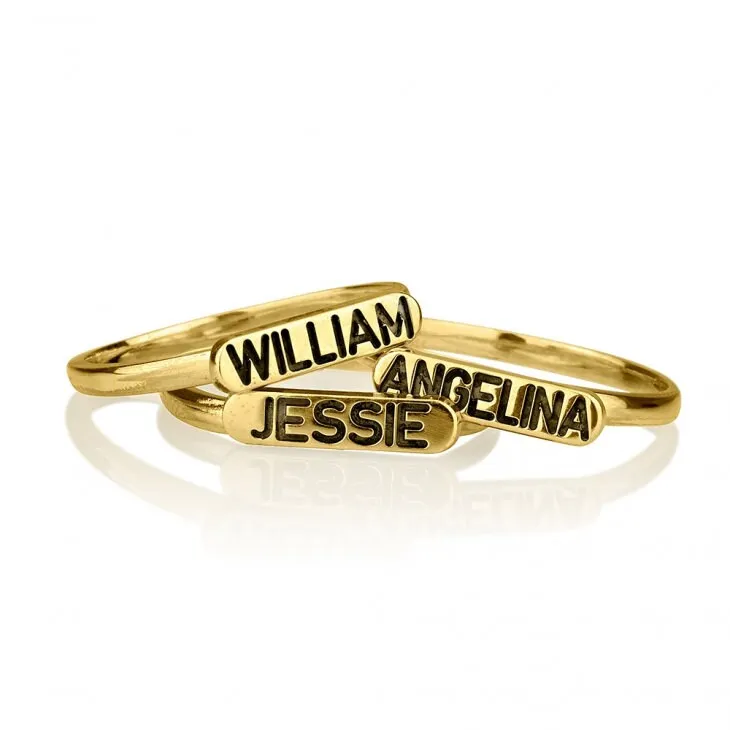 Stackable Engraved Name Rings, Personalized Mother&#39;s Day Gift,Birthday gift,Anniversay gift,Valentine gift,HIS & HERS,Couples,Mother Jewelry