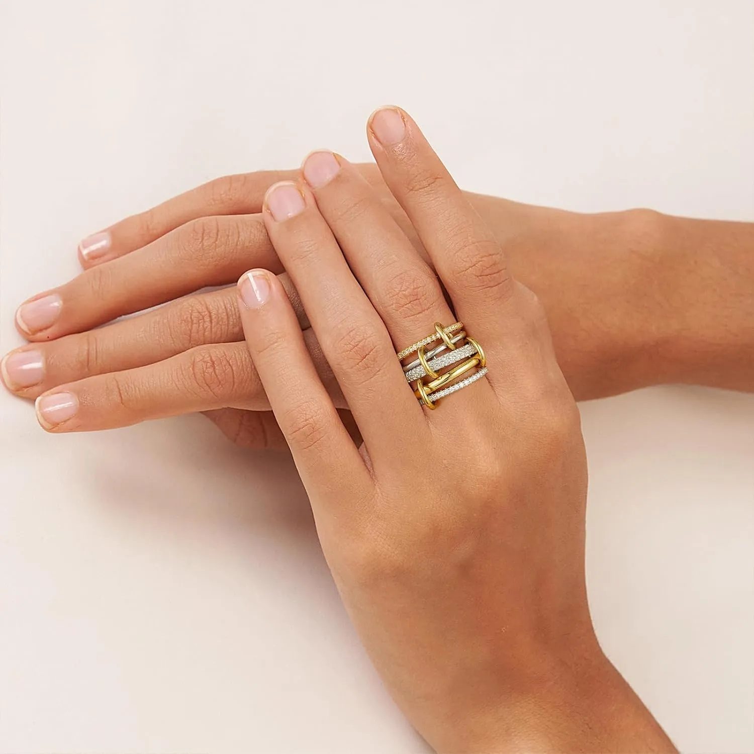 Stackable Rings for Women - 18K Gold Plated Stackable Rings Mixed Interlocking Ring Thumb Ring Trendy Promise Wedding Ring for Women