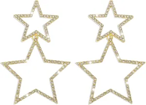 Star Earrings for Women Silver Star Earrings Dangle Gold Sparkle Star Star Drop Earrings Rhinestone Big Star Dangle Earrings Star Jewelry