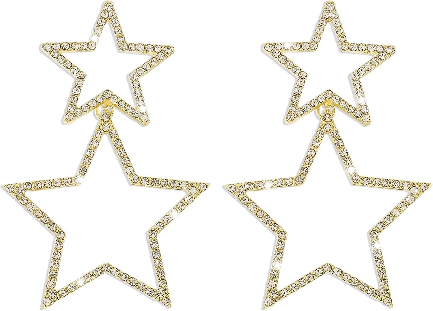 Star Earrings for Women Silver Star Earrings Dangle Gold Sparkle Star Star Drop Earrings Rhinestone Big Star Dangle Earrings Star Jewelry