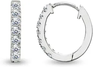 Sterling Silver 15mm Oval Tiny Small AAA Cubic Zirconia Huggie Hoop Earrings for Women