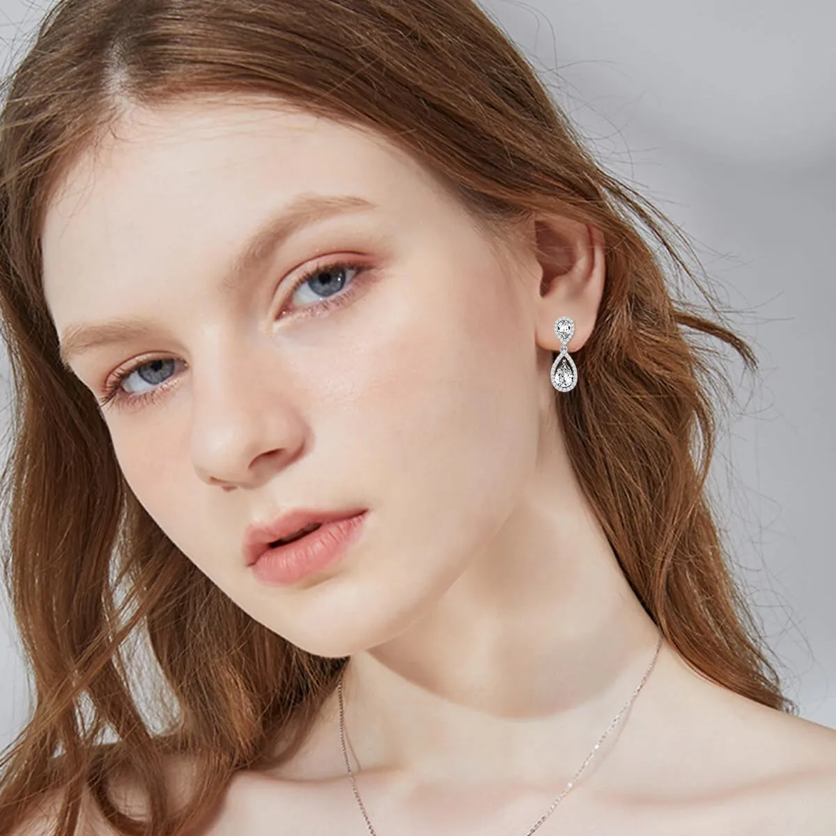 Sterling Silver Birthstone Dangle Earring Studs for Women s925 Silver Month Stone Teardrop Dangling Earrings with Moissanite Accents for Her Mom Ladies Valentines Day Mothers Day Christmas