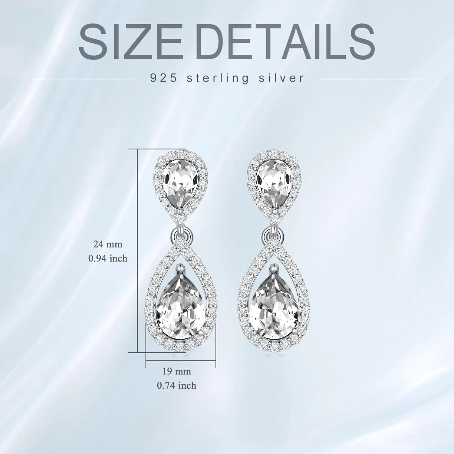 Sterling Silver Birthstone Dangle Earring Studs for Women s925 Silver Month Stone Teardrop Dangling Earrings with Moissanite Accents for Her Mom Ladies Valentines Day Mothers Day Christmas