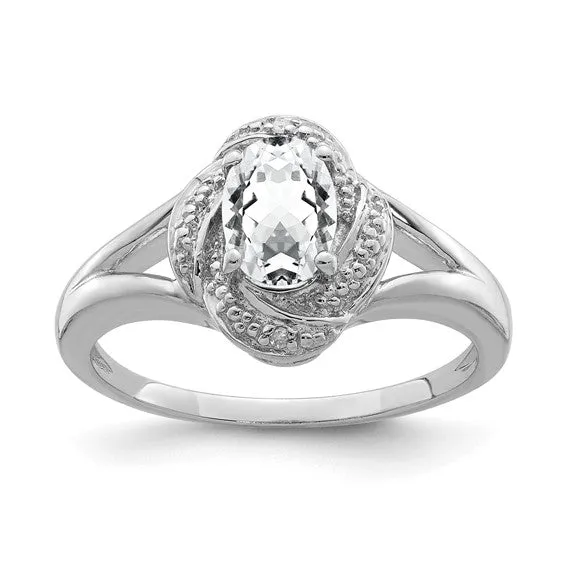 Sterling Silver Diamond & Oval Gemstone Birthstone Rings