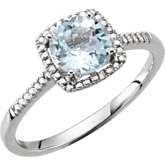 Sterling Silver Gemstone & .01 CTW Diamond Halo-Style Rings