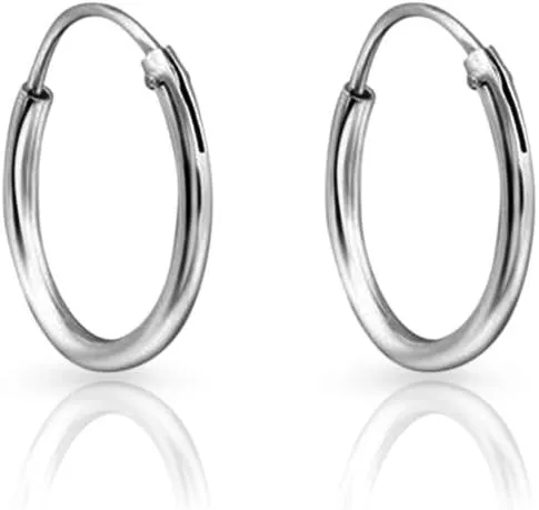 Sterling Silver Hoops Earrings Hypoallergenic - Silver Hoop Earrings Men - Large Hoops for Women - Sleeper Earings - Cartilage - Helix - Nose Ring - Huggie Hoop