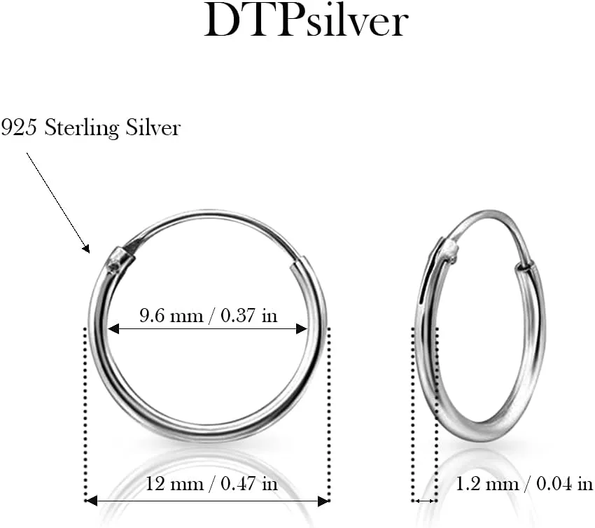 Sterling Silver Hoops Earrings Hypoallergenic - Silver Hoop Earrings Men - Large Hoops for Women - Sleeper Earings - Cartilage - Helix - Nose Ring - Huggie Hoop