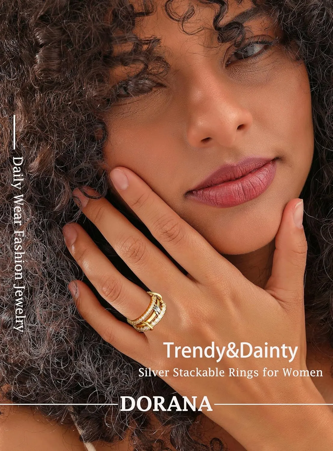 Sterling Silver Interlocked Stackable Rings for Women Mixed Thumb Ring Non Tarnish Multi Link Connected Ring Women Fidget Rings for Anxiety 6-10