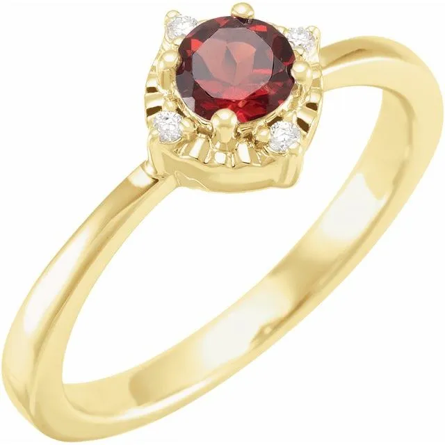 Sterling Silver or 14k Gold Gemstone and .04 CTW Diamond Halo-Style Rings