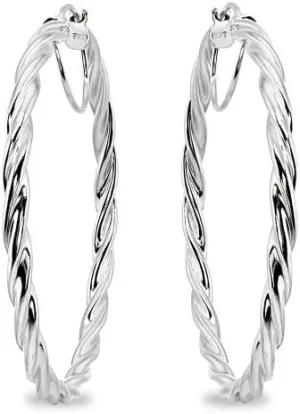 Sterling Silver Twist Round Hoop Earrings for Women (3x15mm - 45mm Diameter)