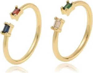 Stocking Stuffers Holiday Outfits for Women 2024 2Pcs Birthstone Rings for Women Two Birthstone Rings Couples Rings Baguette Gemstone Rings Birthstone Statement Rings 2 Stones Birthstone Ring Gifts