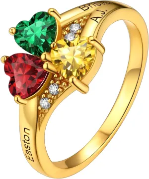 Supcare Mother Ring with Personalized 1-5 Birthstones Custom Sterling Silver Thumb Ring with Family Names Gifts for Mom Girlfriend (with Gift Package)