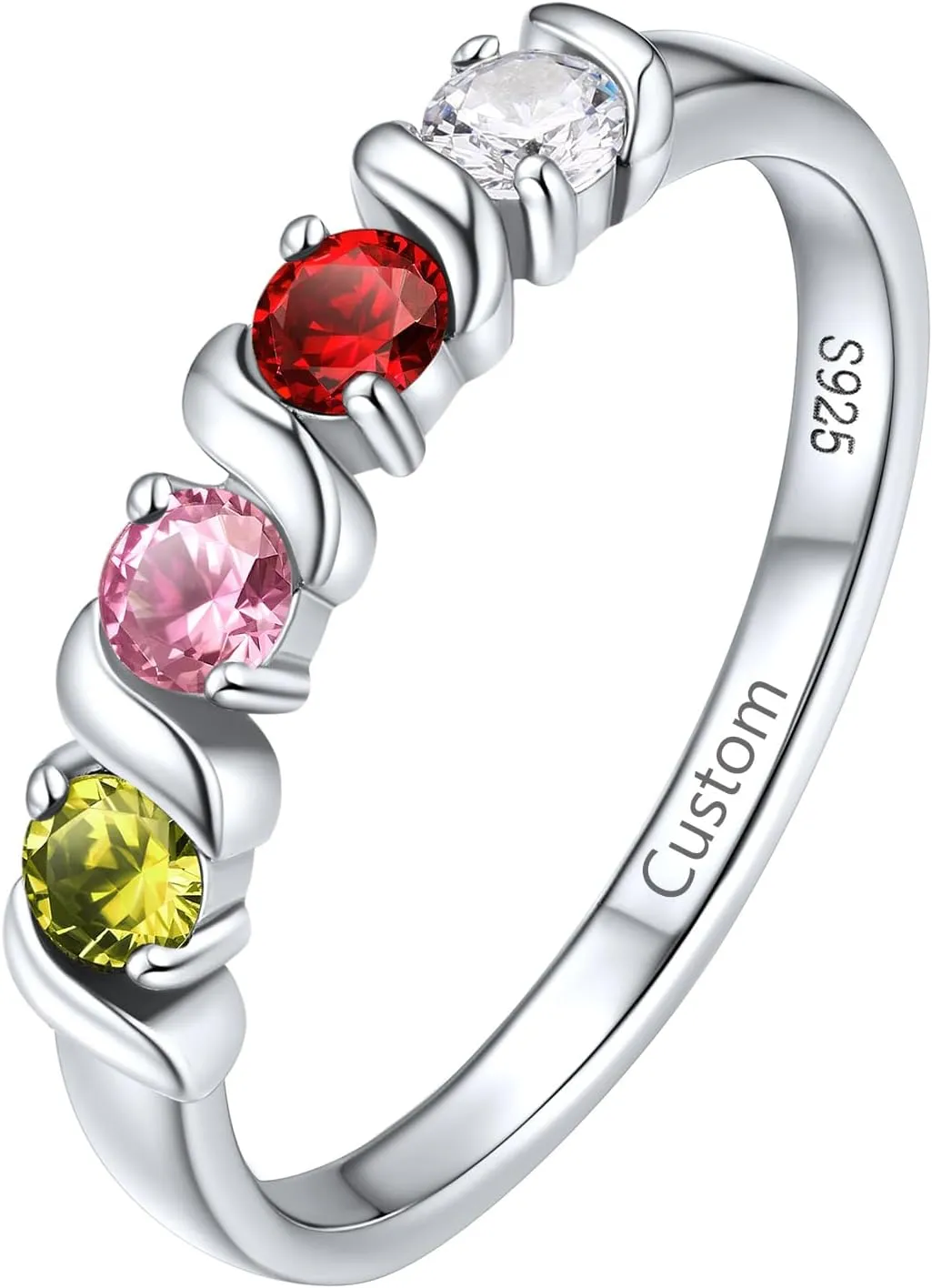 Supcare Mother Ring with Personalized 1-5 Birthstones Custom Sterling Silver Thumb Ring with Family Names Gifts for Mom Girlfriend (with Gift Package)