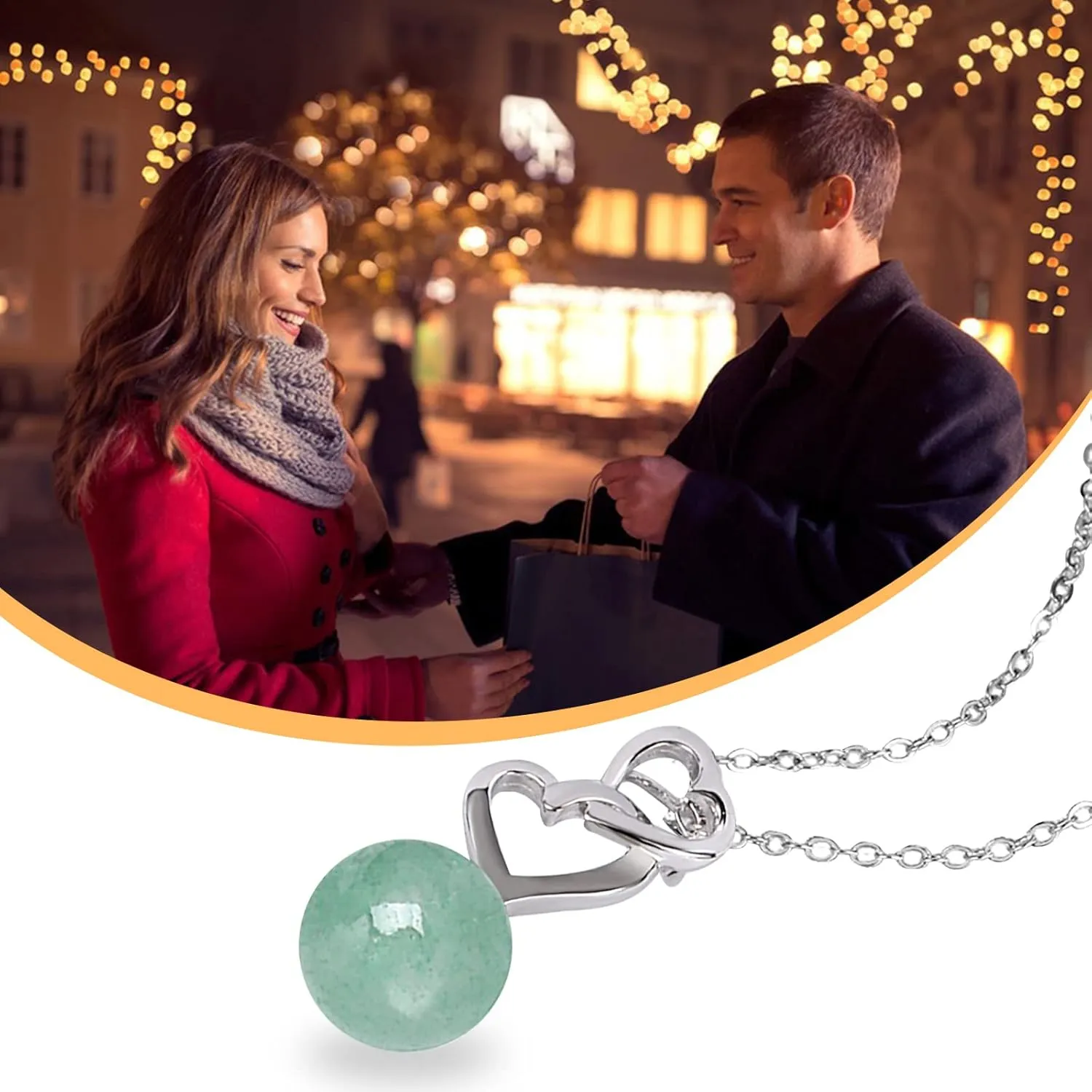 Sweat-heart Jade Necklace Pendants Necklace Gift for Mom Green Jade Necklace Sweat-heart Crystal Zircon 925 Sterling Silver Necklace for Women Party Wedding Gift (Design-F)