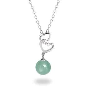 Sweat-heart Jade Necklace Pendants Necklace Gift for Mom Green Jade Necklace Sweat-heart Crystal Zircon 925 Sterling Silver Necklace for Women Party Wedding Gift (Design-F)