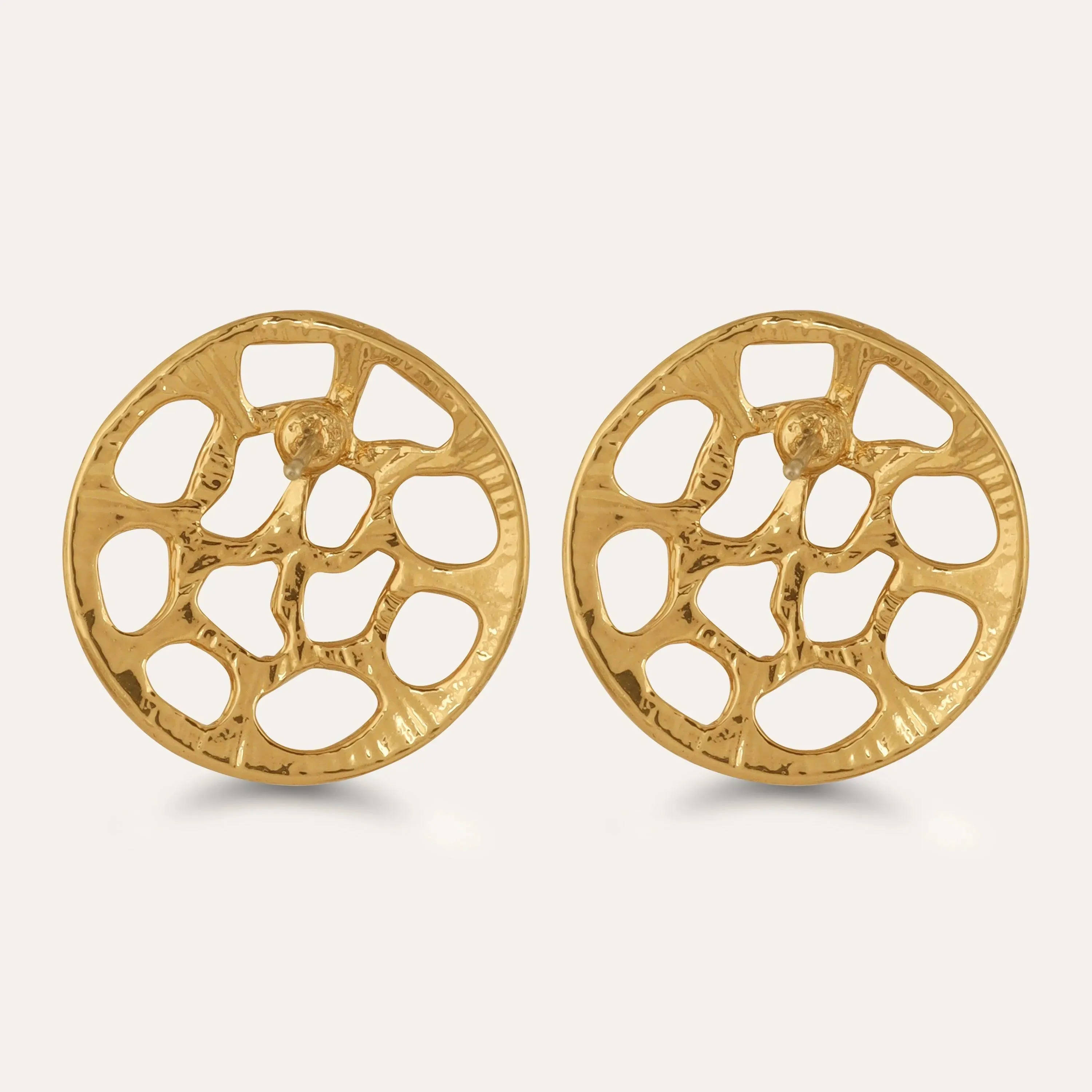 TFC Round Jaali Gold Plated Stud Earrings