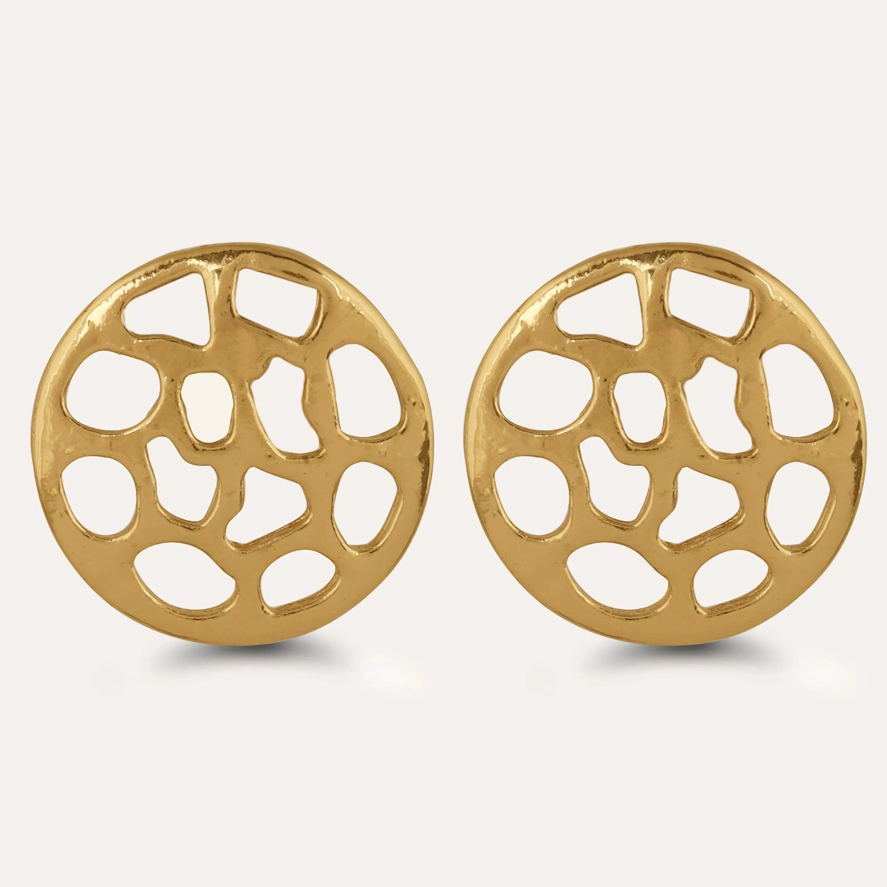 TFC Round Jaali Gold Plated Stud Earrings